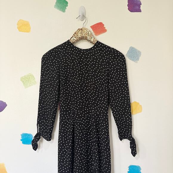 Reformation Dresses & Skirts - 0 Reformation Black White Polka Dot Long Sleeve Slip Midi Dress